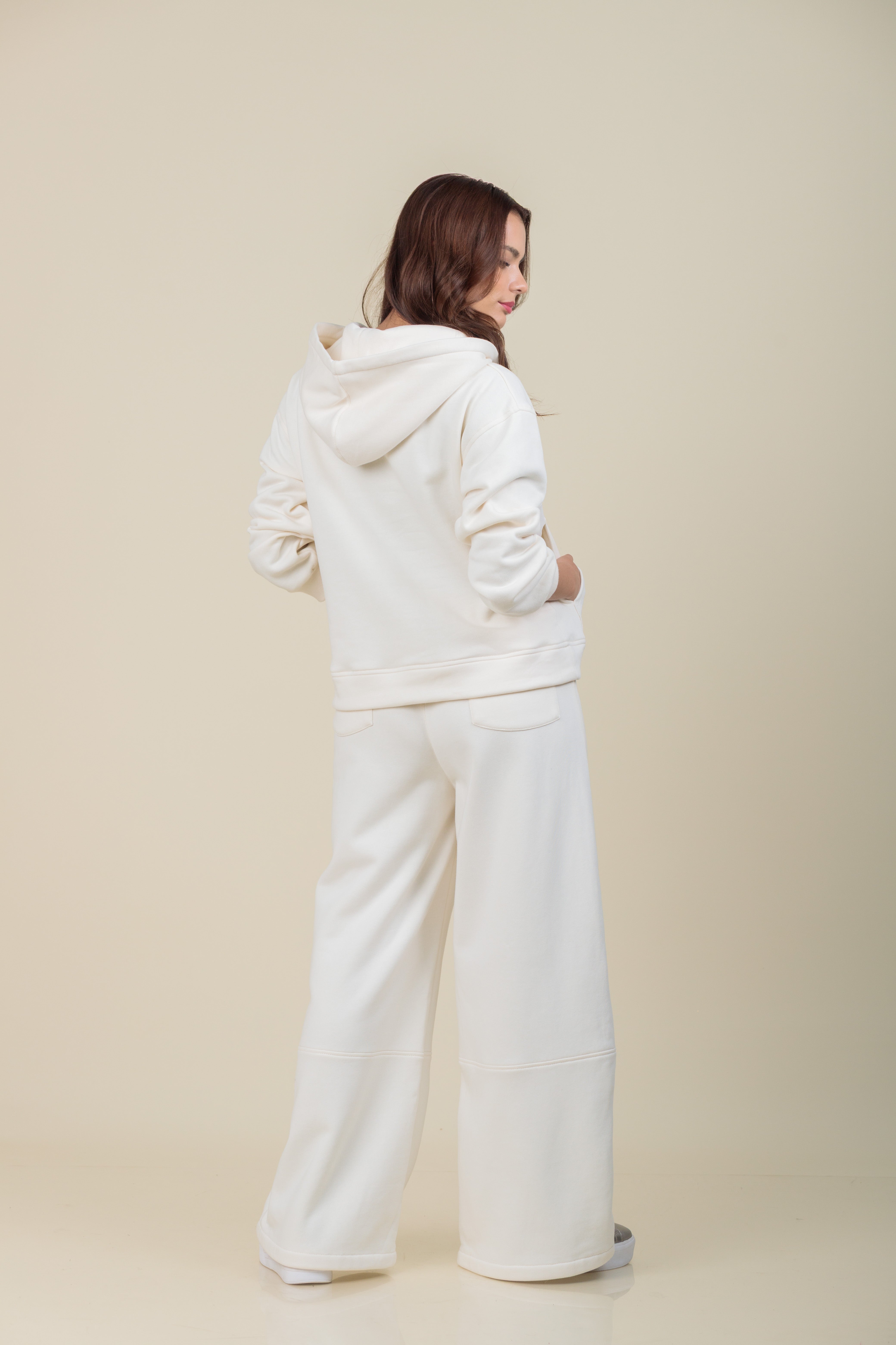 Hoodie half zip Alma perla