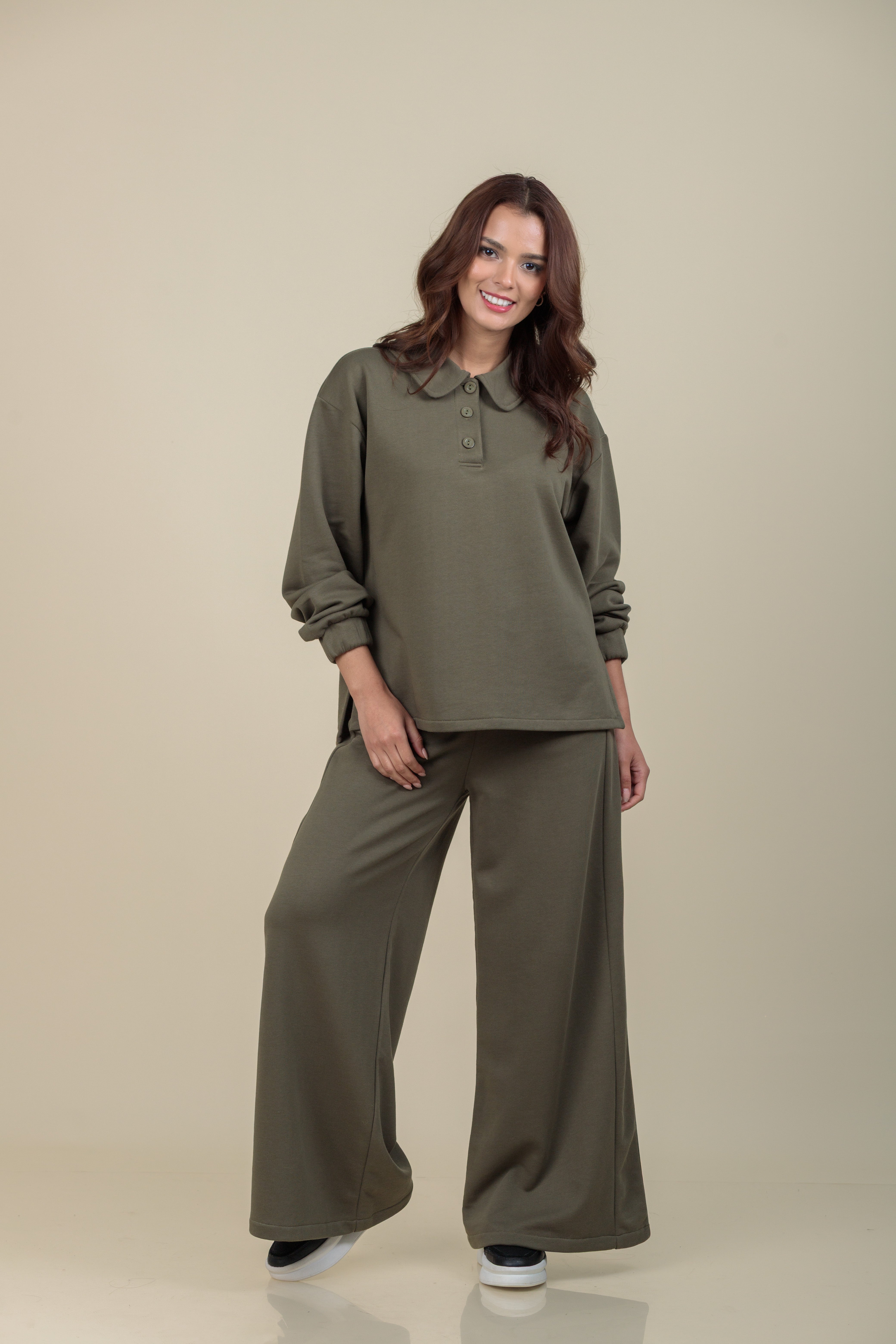 Polera camisera Aura verde musgo