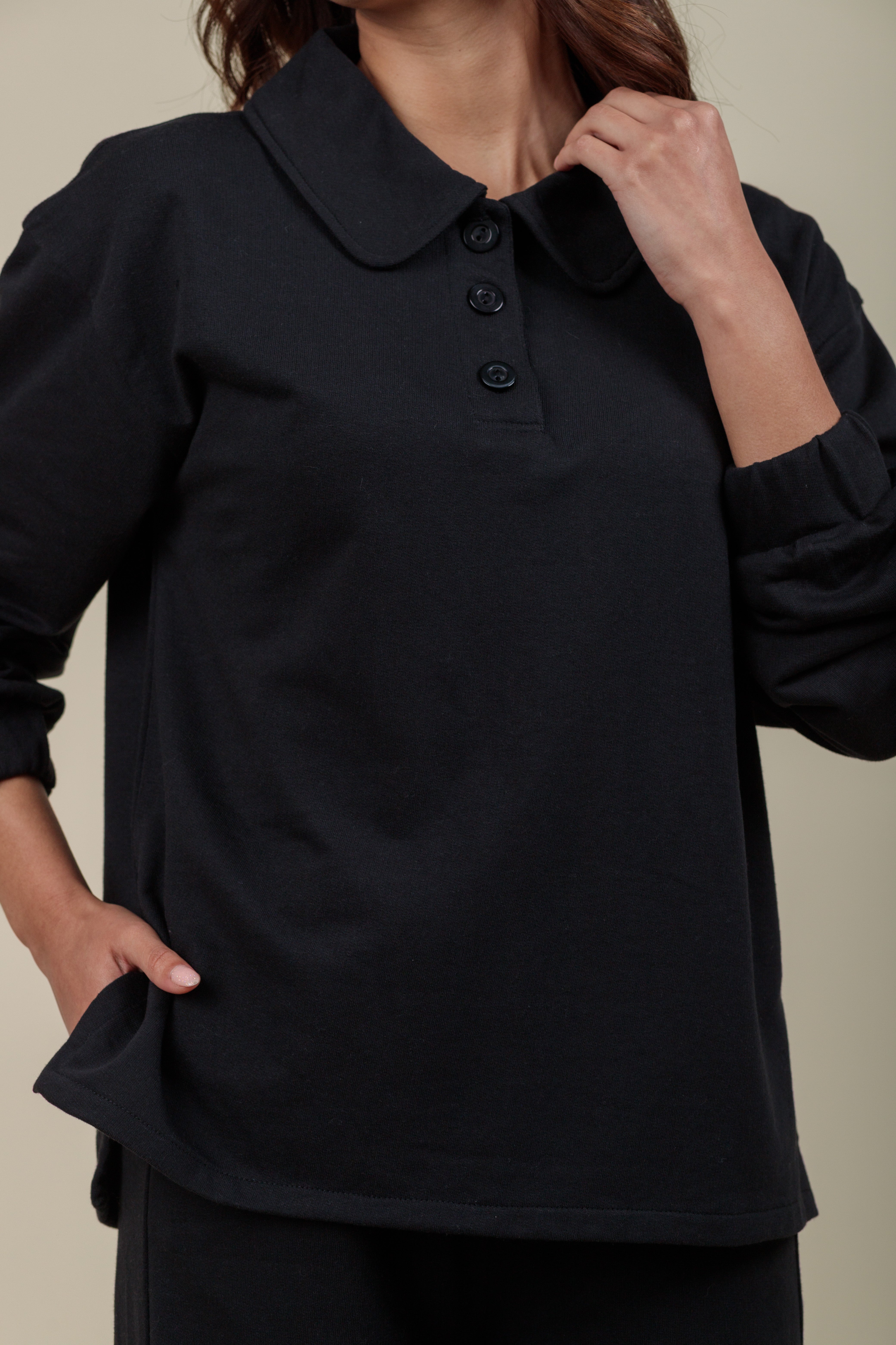 Polera camisera Aura negro