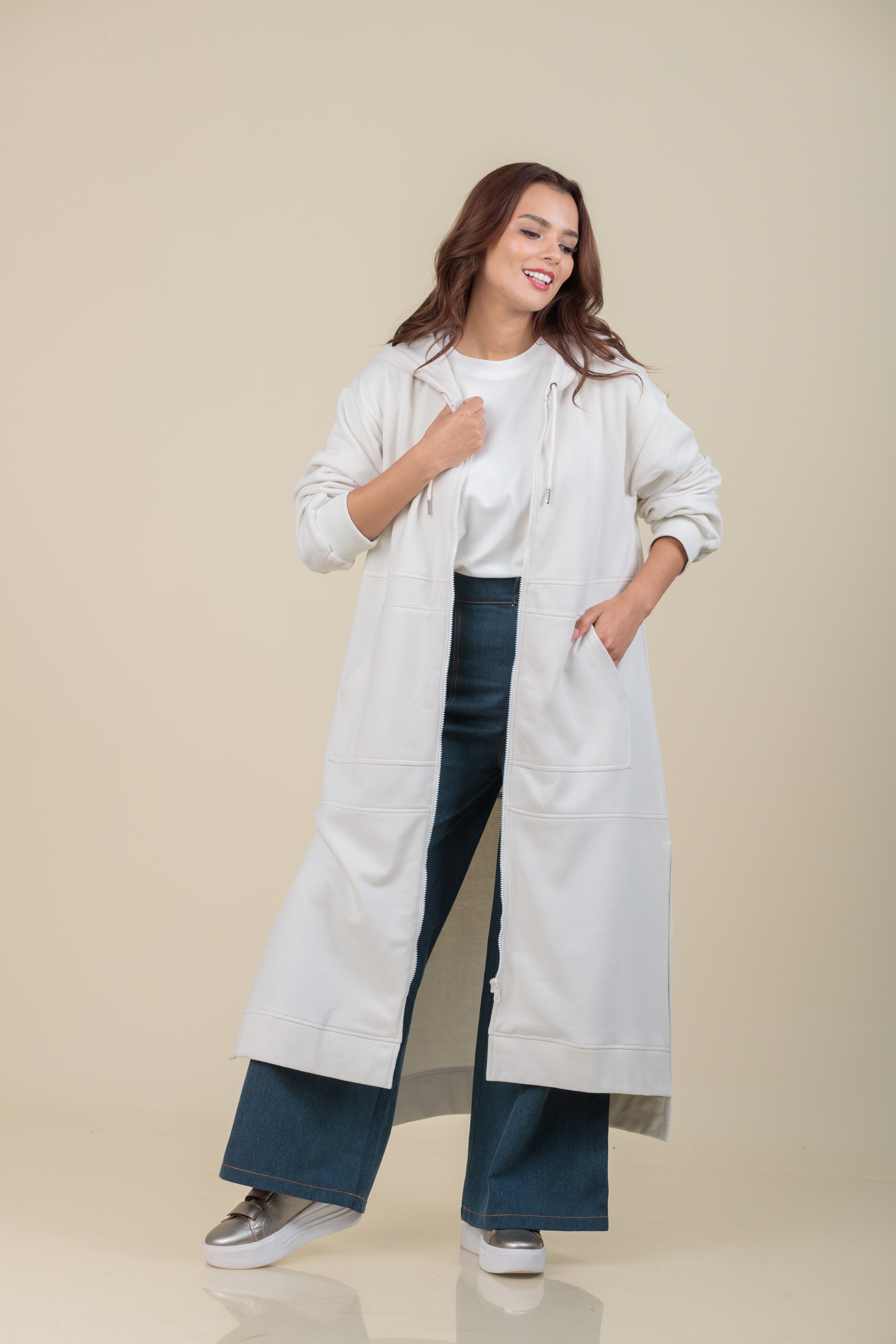 Maxi Hoodie Refugio hueso