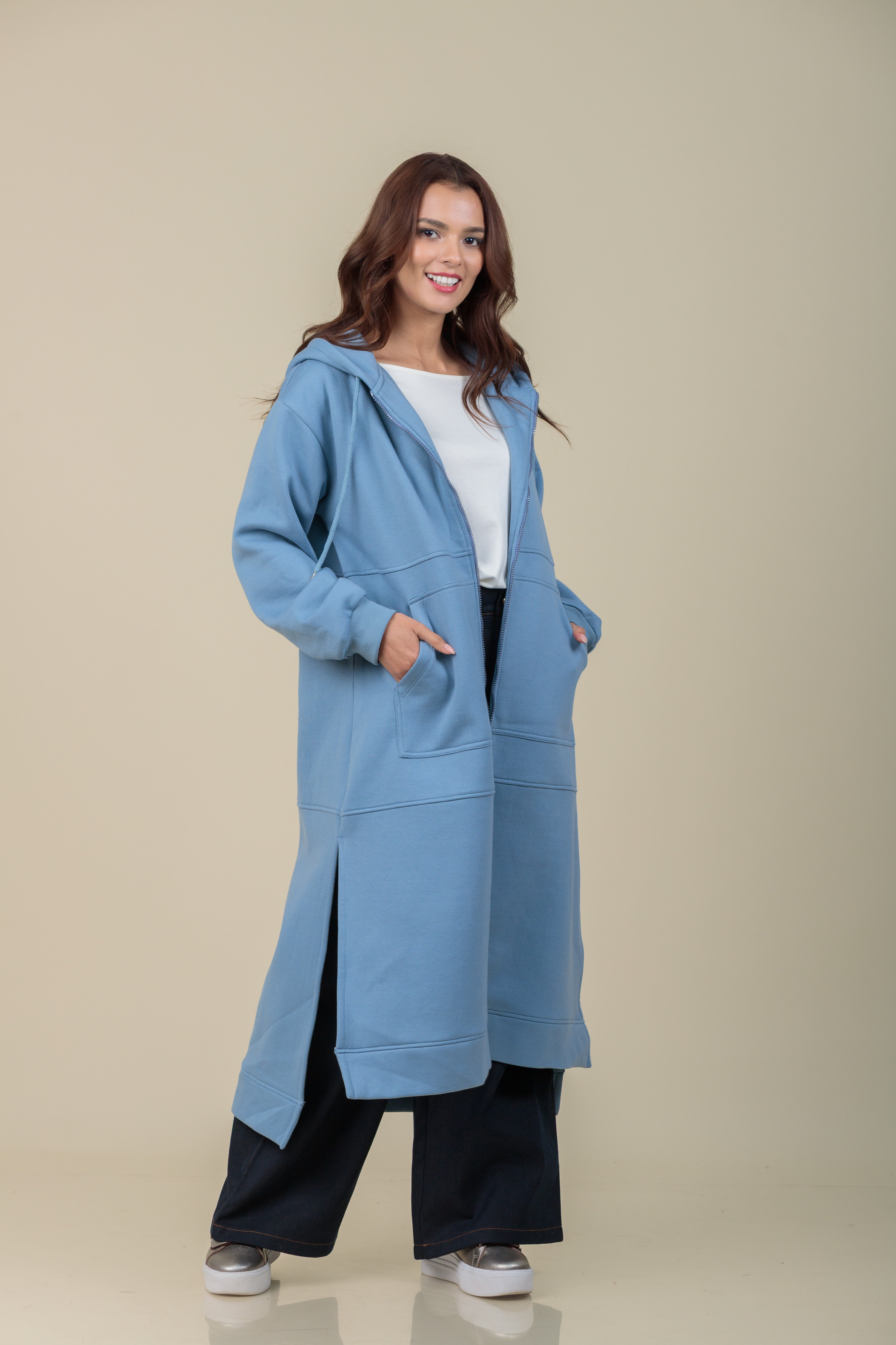 Maxi Hoodie Refugio azul acero
