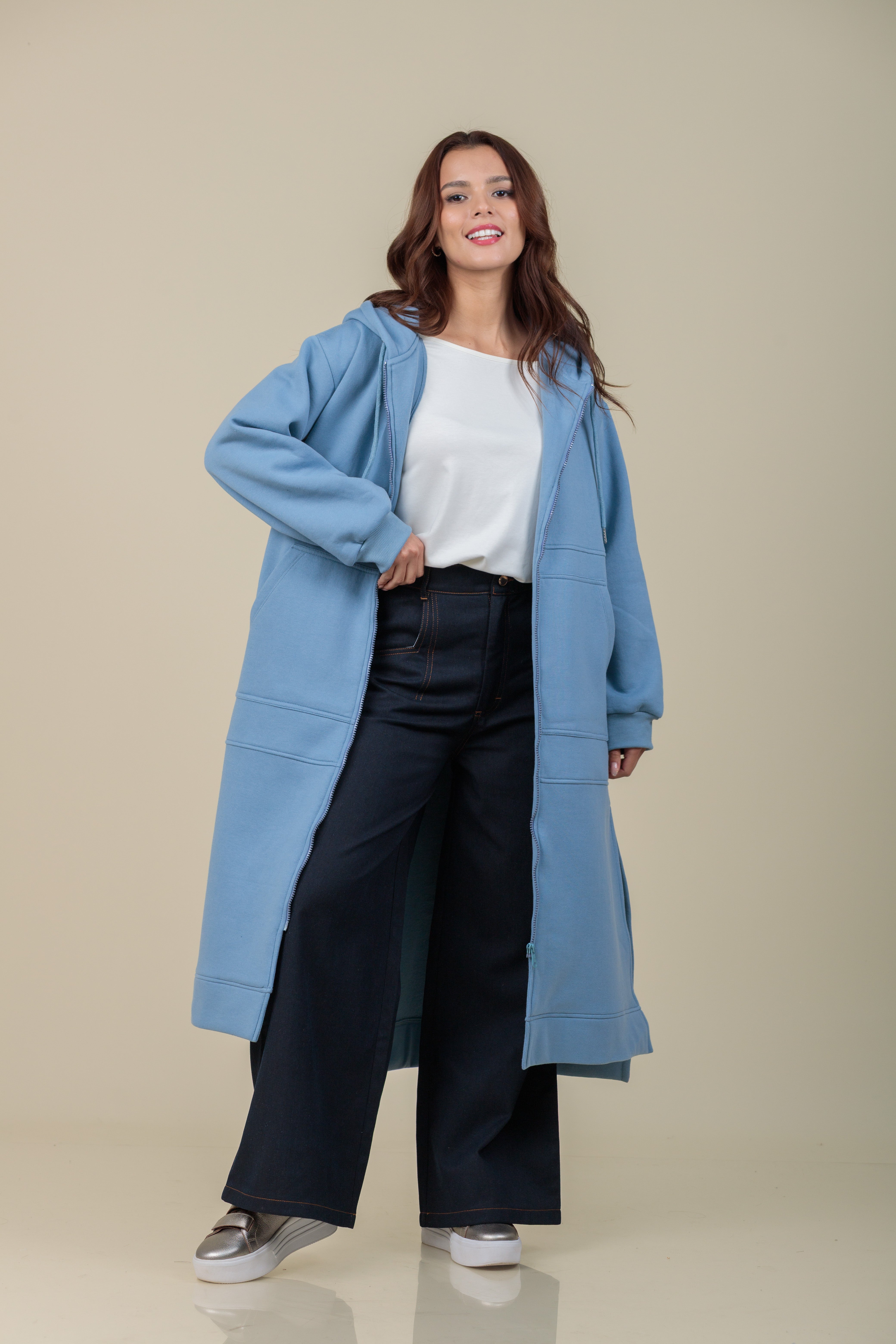 Maxi Hoodie Refugio azul acero