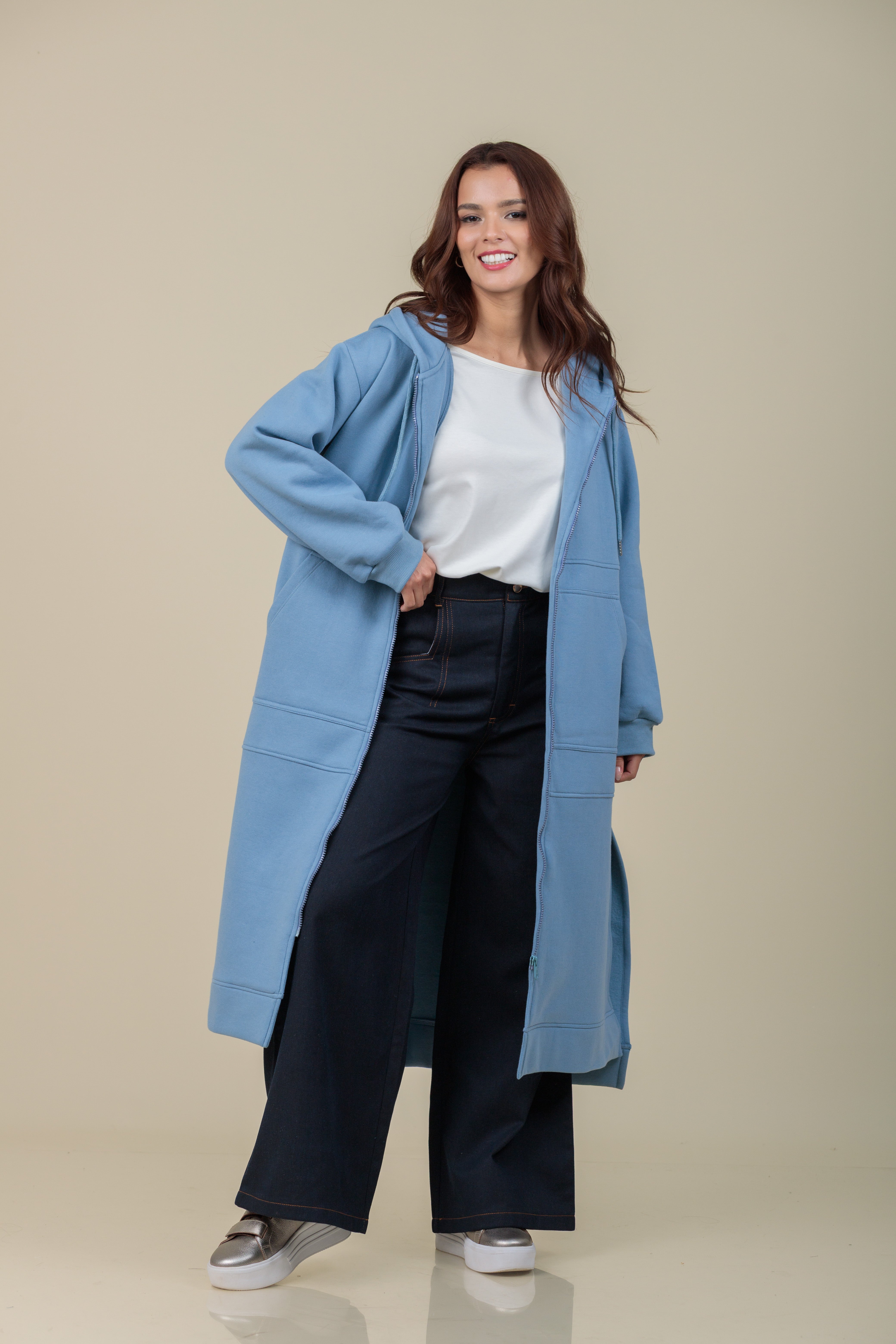 Maxi Hoodie Refugio azul acero