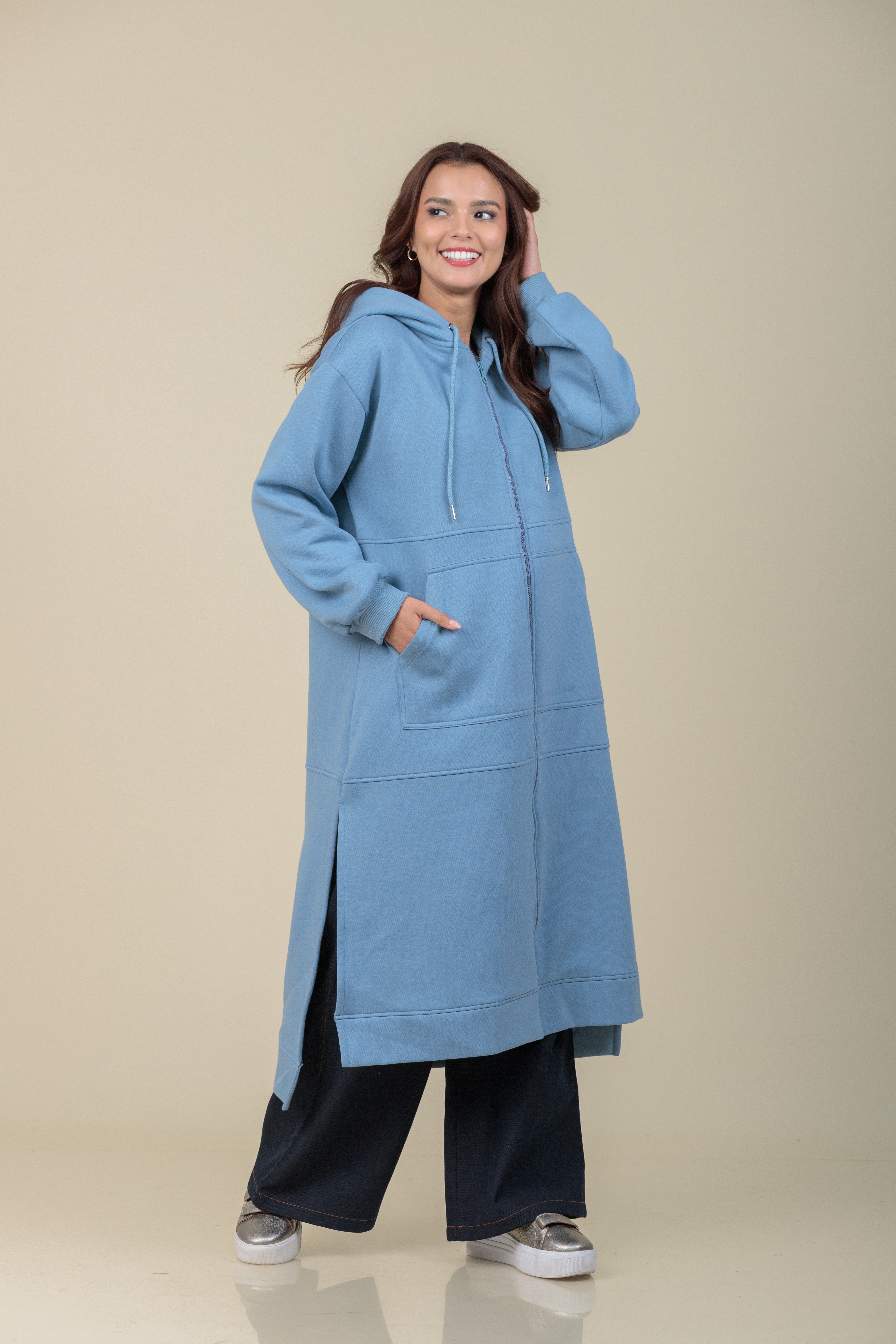 Maxi Hoodie Refugio azul acero