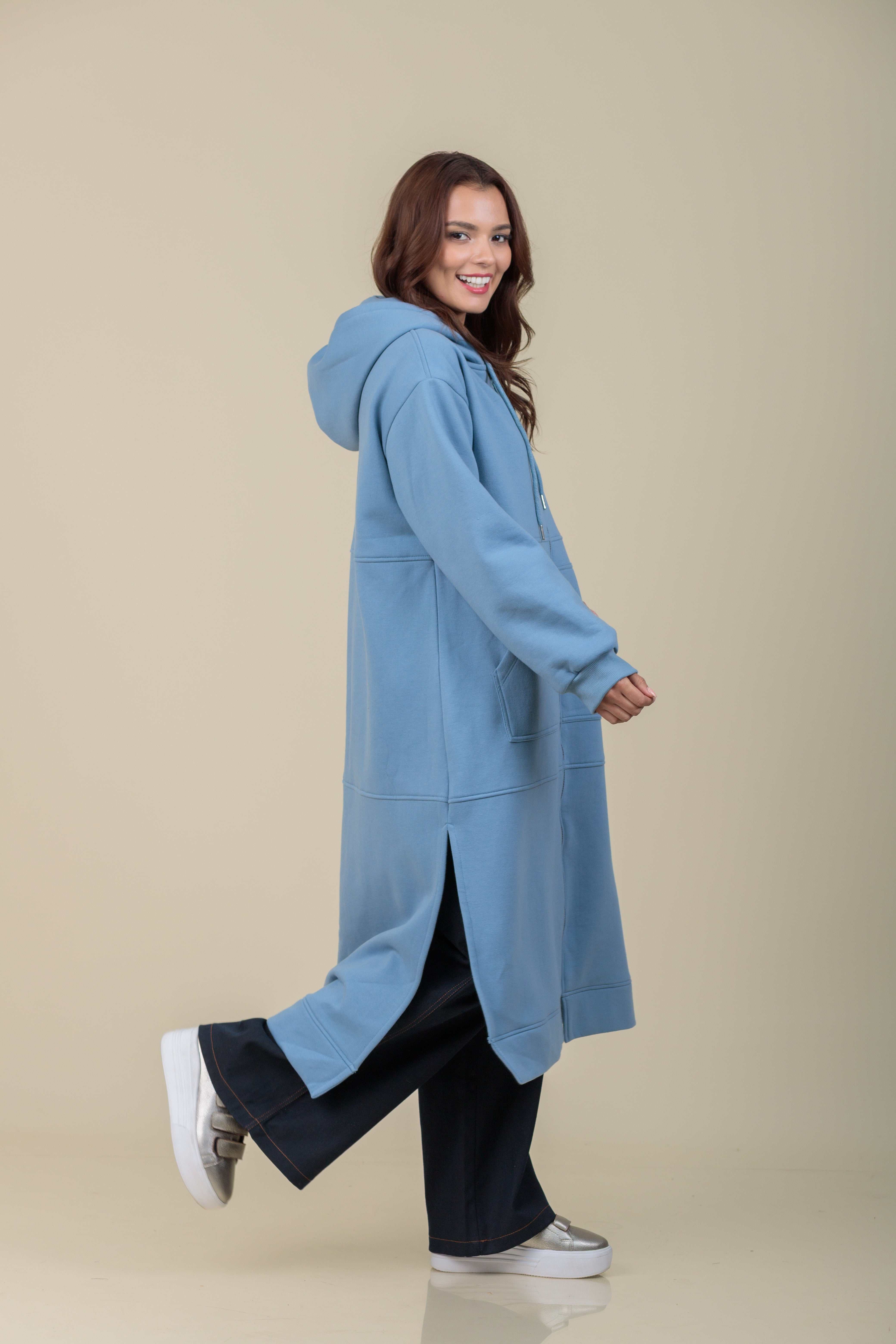 Maxi Hoodie Refugio azul acero