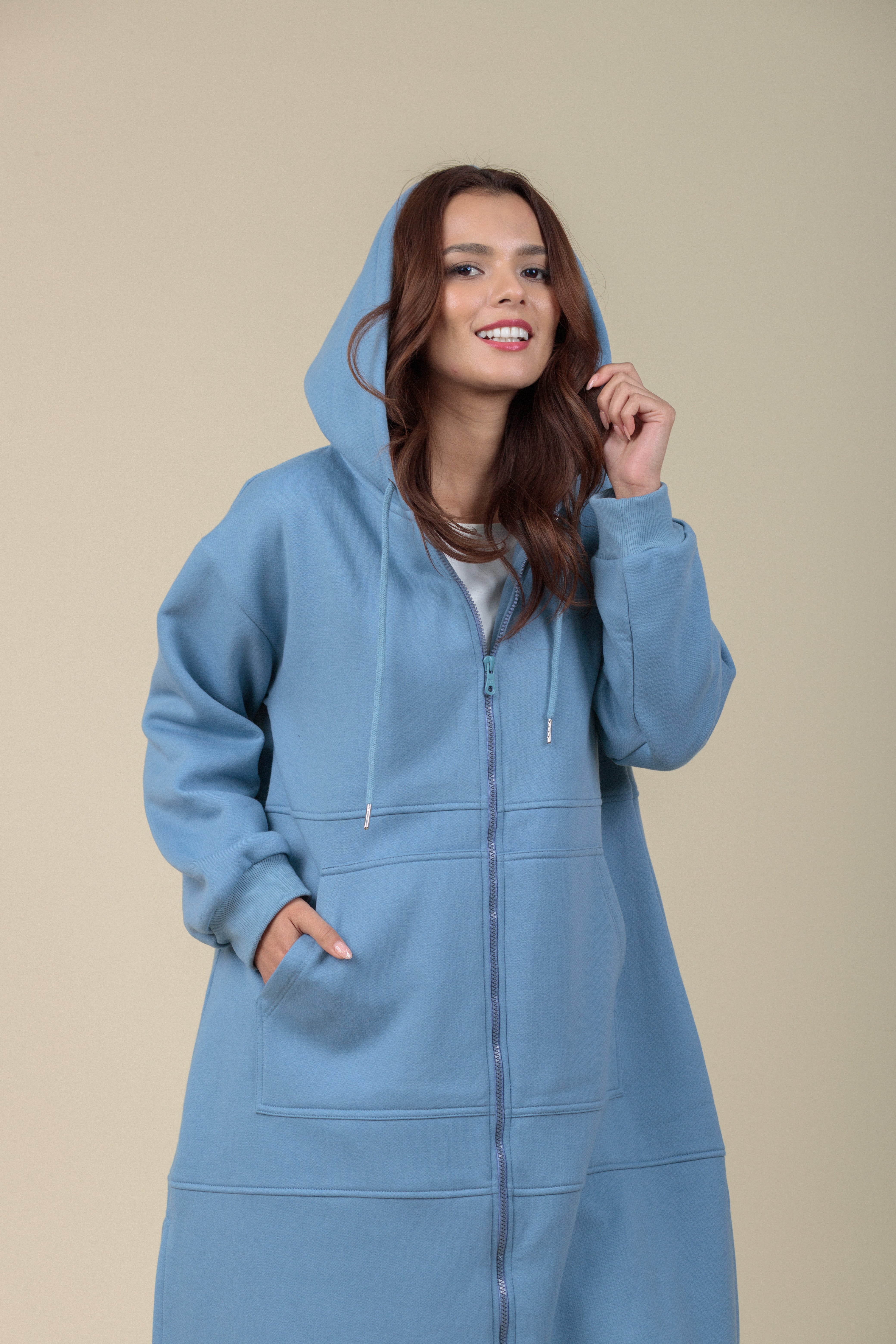Maxi Hoodie Refugio azul acero